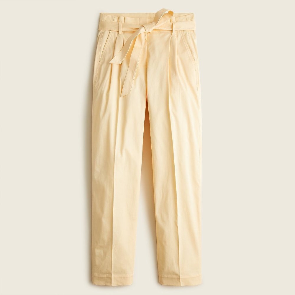 Tie-waist tapered lightweight chino pant